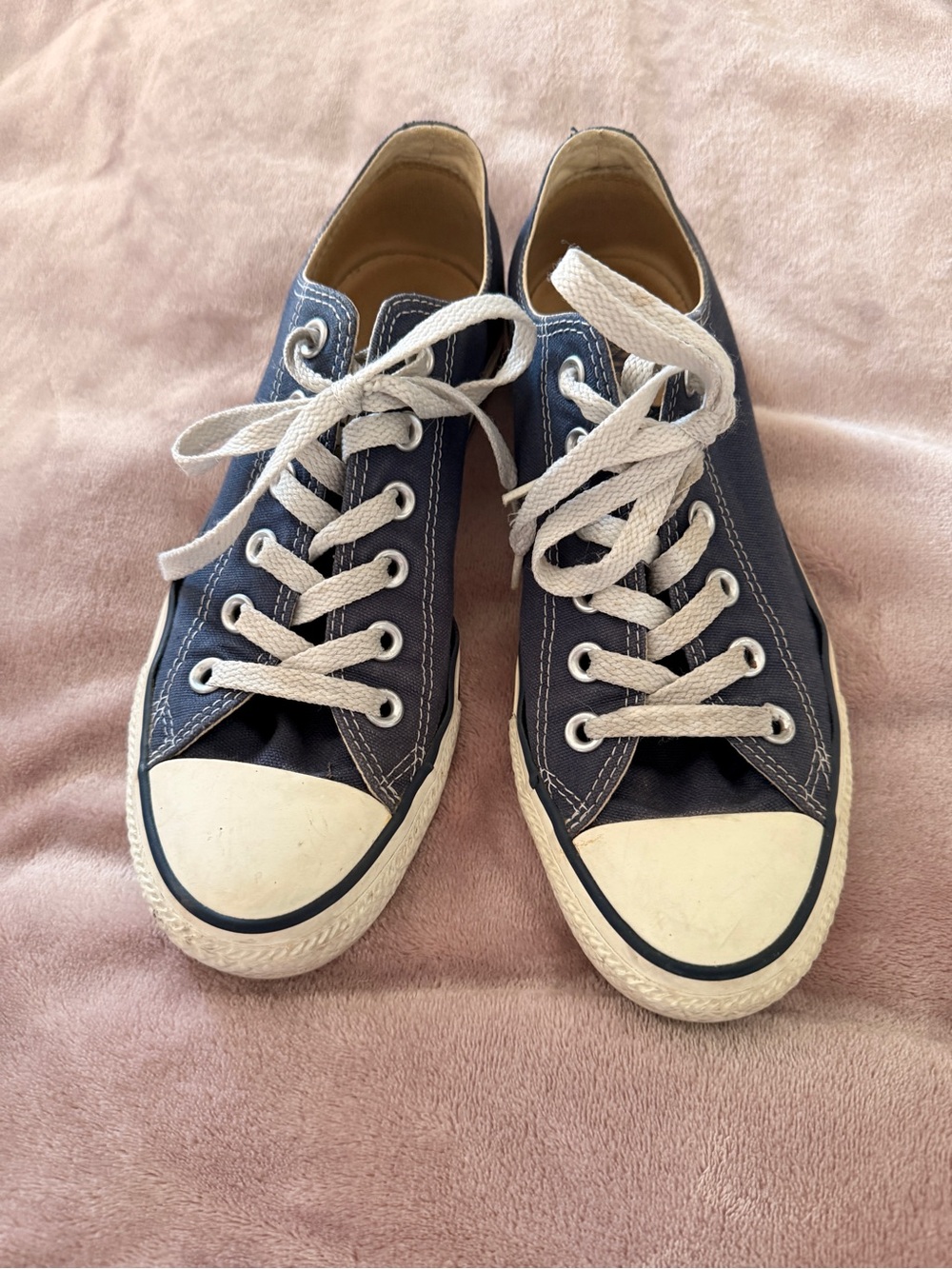 Converse Low-Top Sneakers — Navy Blue with White Accents Size 8